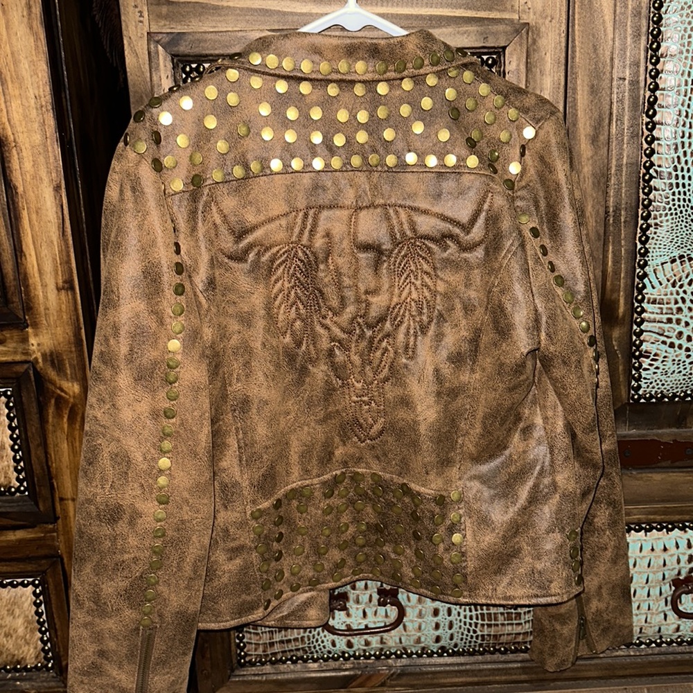 L&B Brown Suede Studded Jacket